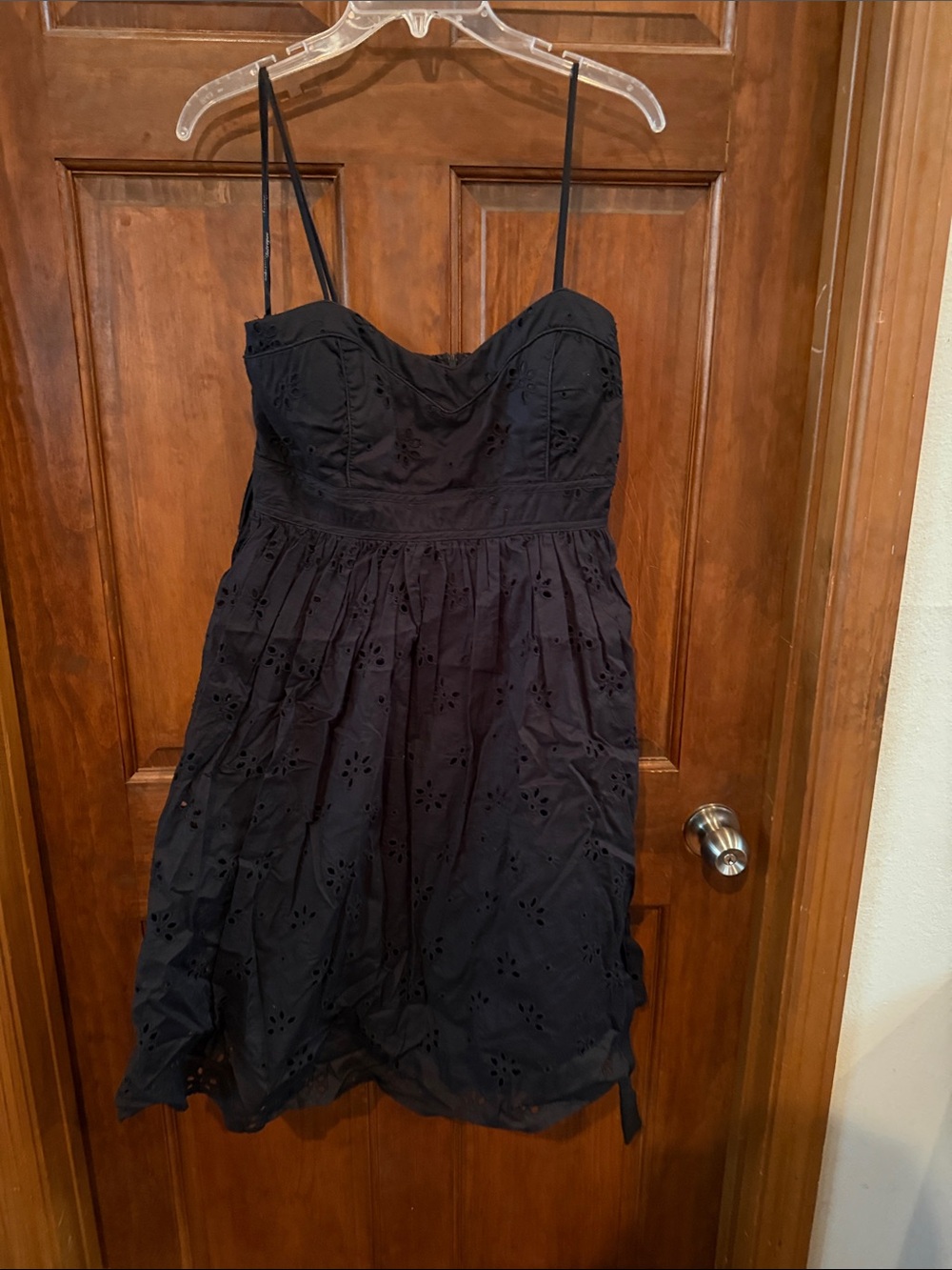 Strapless Black Eyelet Sundress with Spaghetti Straps